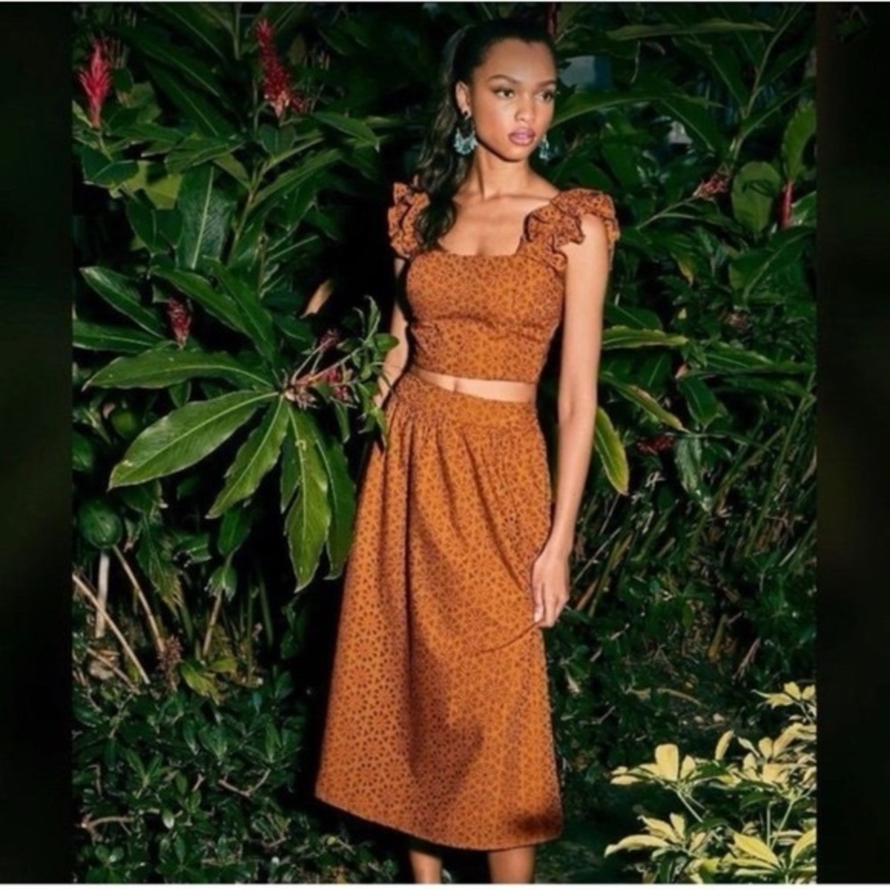 NWOT Lilly Pulitzer Toffee/Terracotta Eyelet Skirt Set